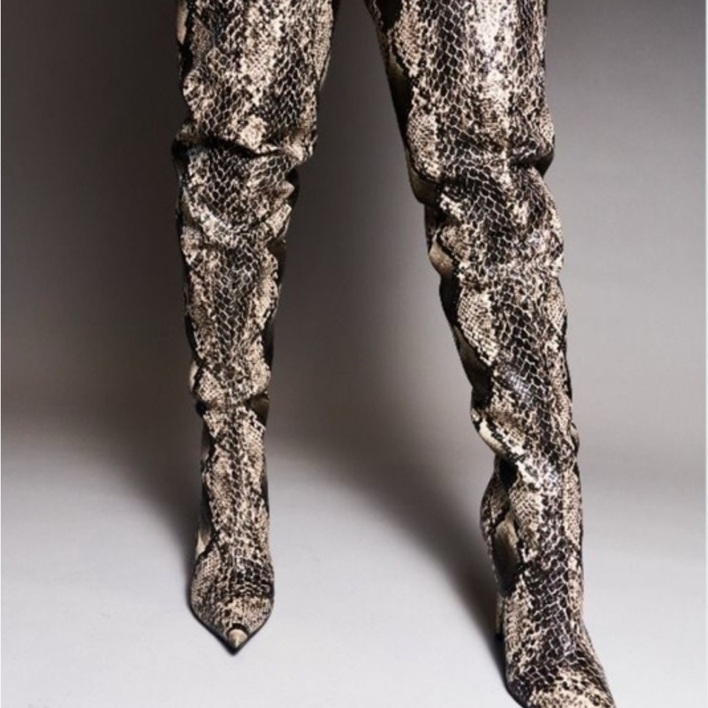 Snakeskin Over the Knee Boots